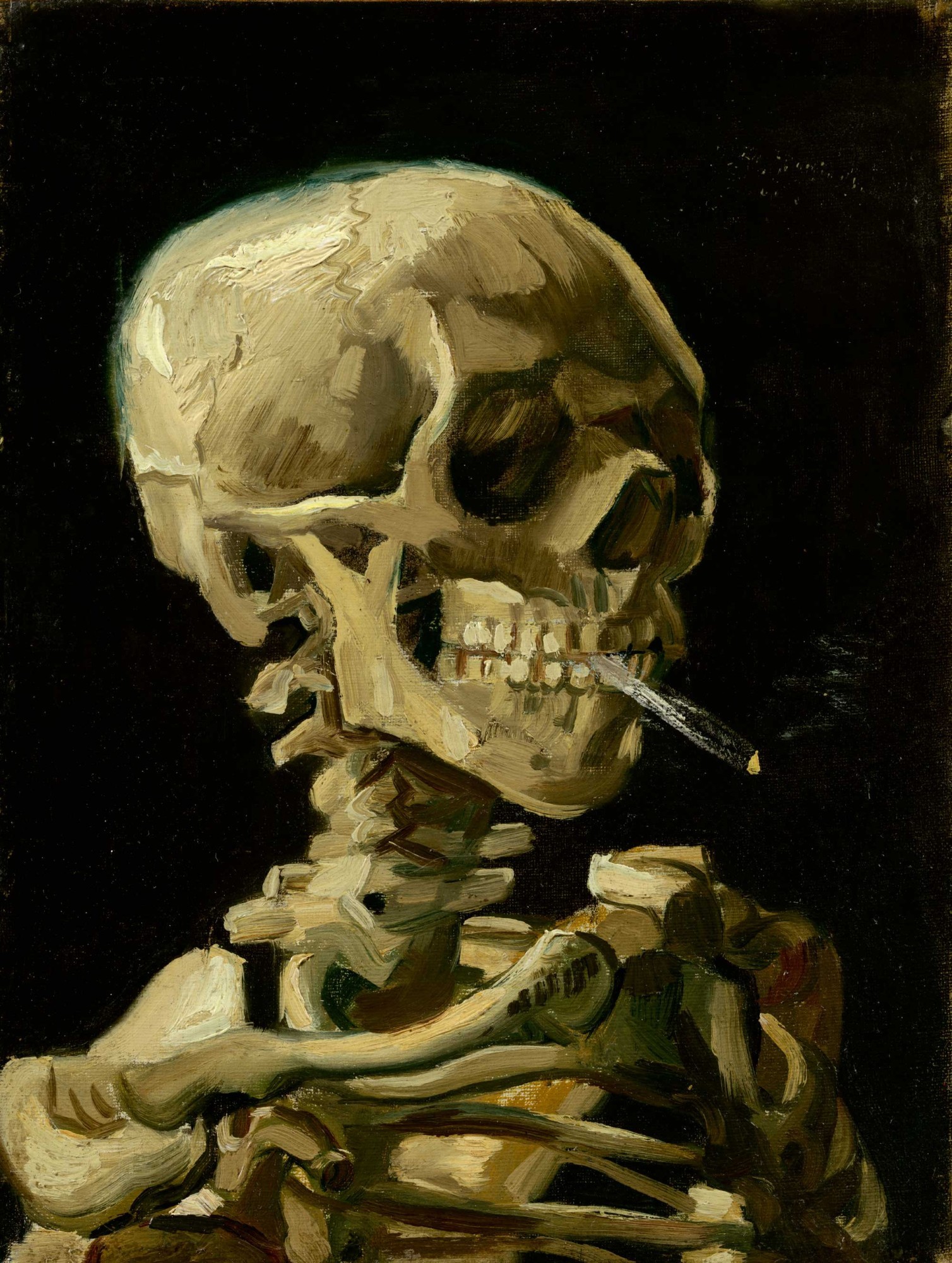 Vincent van Gogh (1853-1890) - Crâne de squelette fumant une cigarette - Anvers, janvier-février 1886 Huile sur toile, 32,3 × 24,8 cm - Van Gogh Museum, Amsterdam (Vincent van Gogh Foundation)