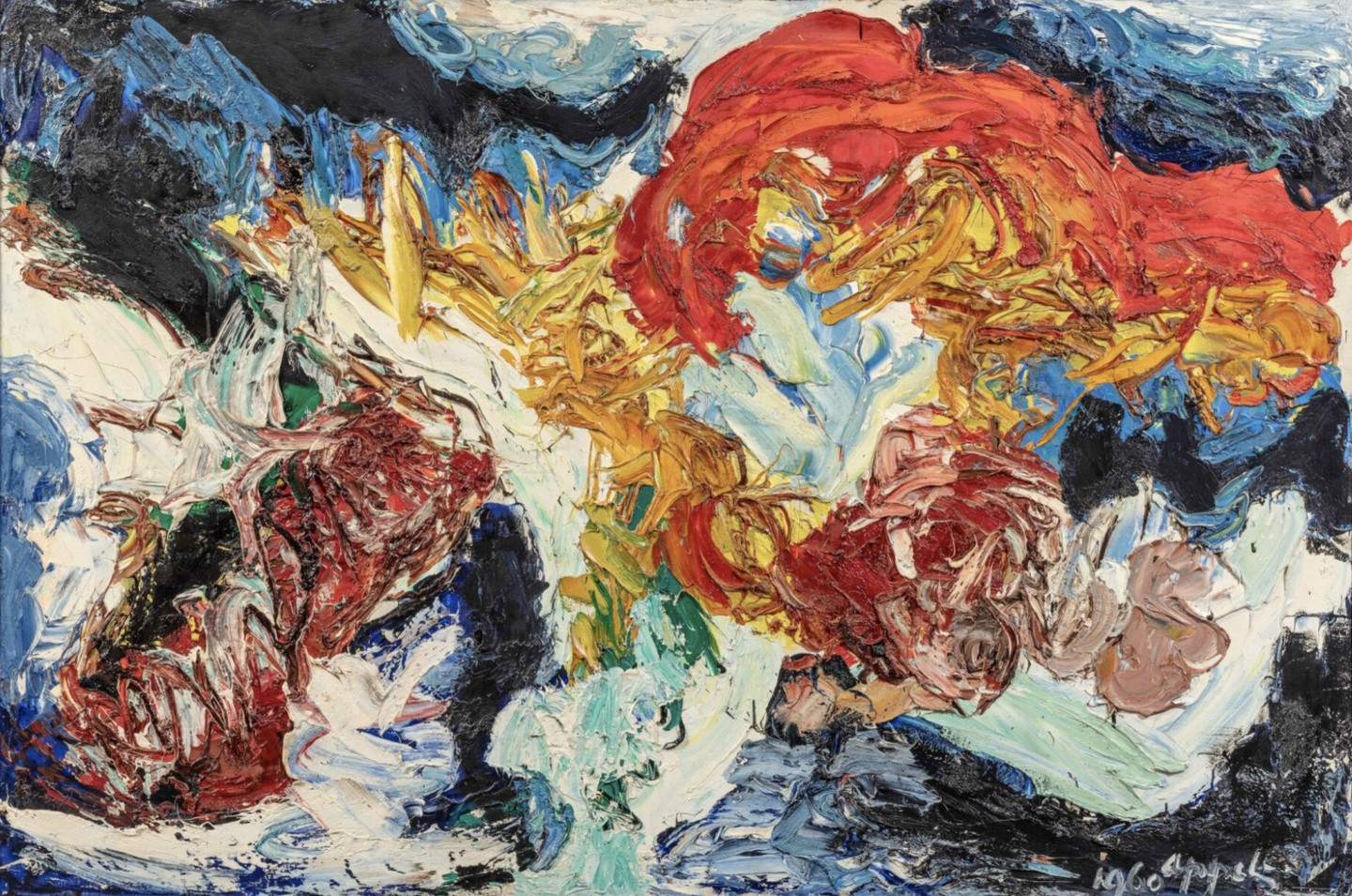 Karel Appel, En plein soleil, 1960, huile sur toile, 130 x 195 cm - Collection Musée du Niel