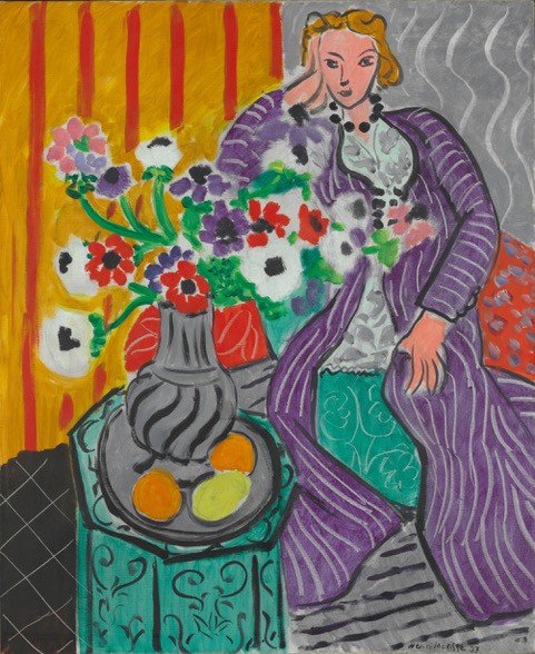 Henri Matisse, Robe violette et anémones, 1937 - Huile sur toile, 73 × 60 cm - Baltimore Museum of Art, The Cone Collection, créée par Dr. Claribel Etta Cone of Baltimore, Maryland Photo © Mitro Hood
